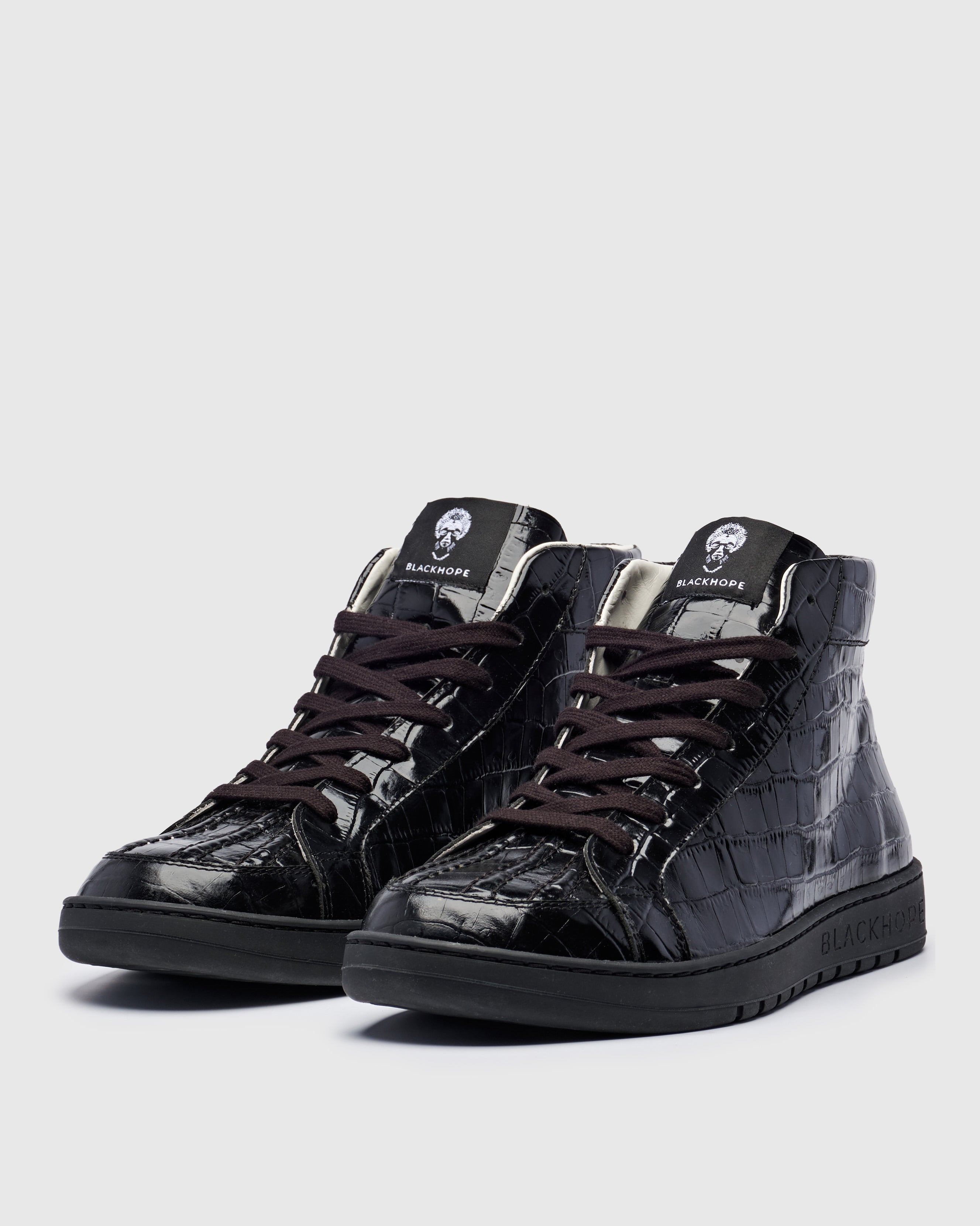 Blackhope Sneaker NEXT High in Pelle Nera Stampa Cocco