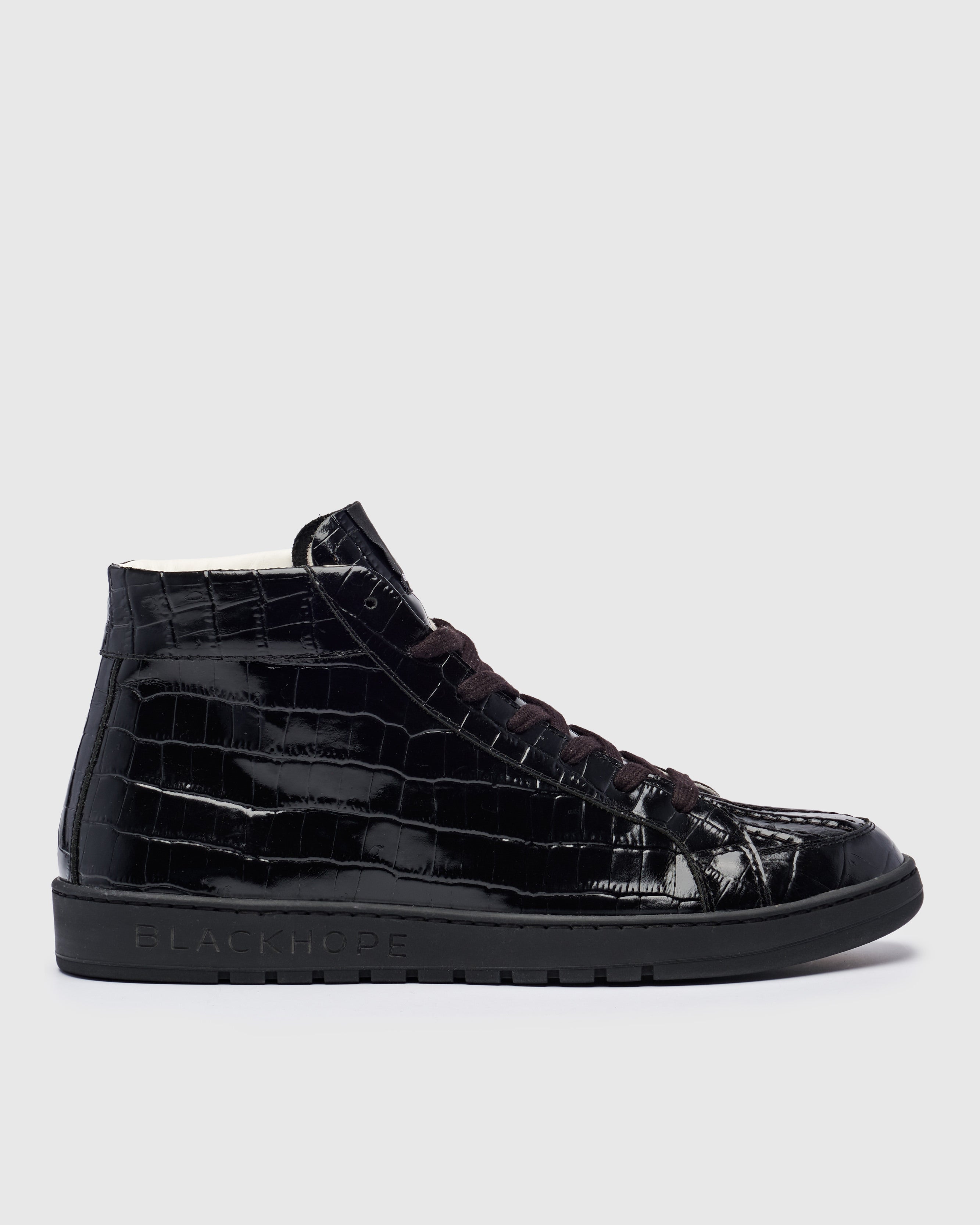 Blackhope Sneaker NEXT High in Pelle Nera Stampa Cocco
