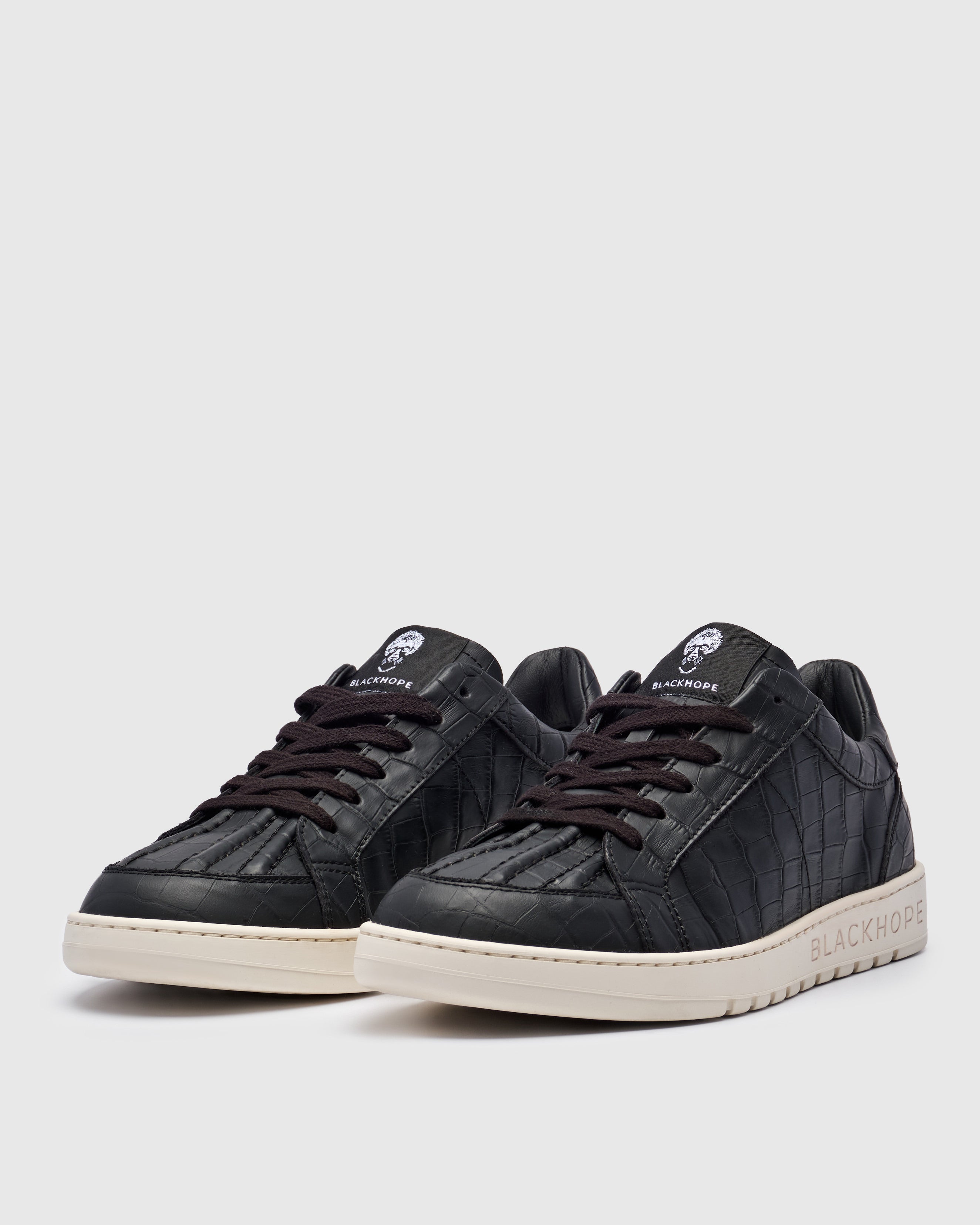 Blackhope Sneaker NEXT Low in Pelle Nera Stampa Cocco