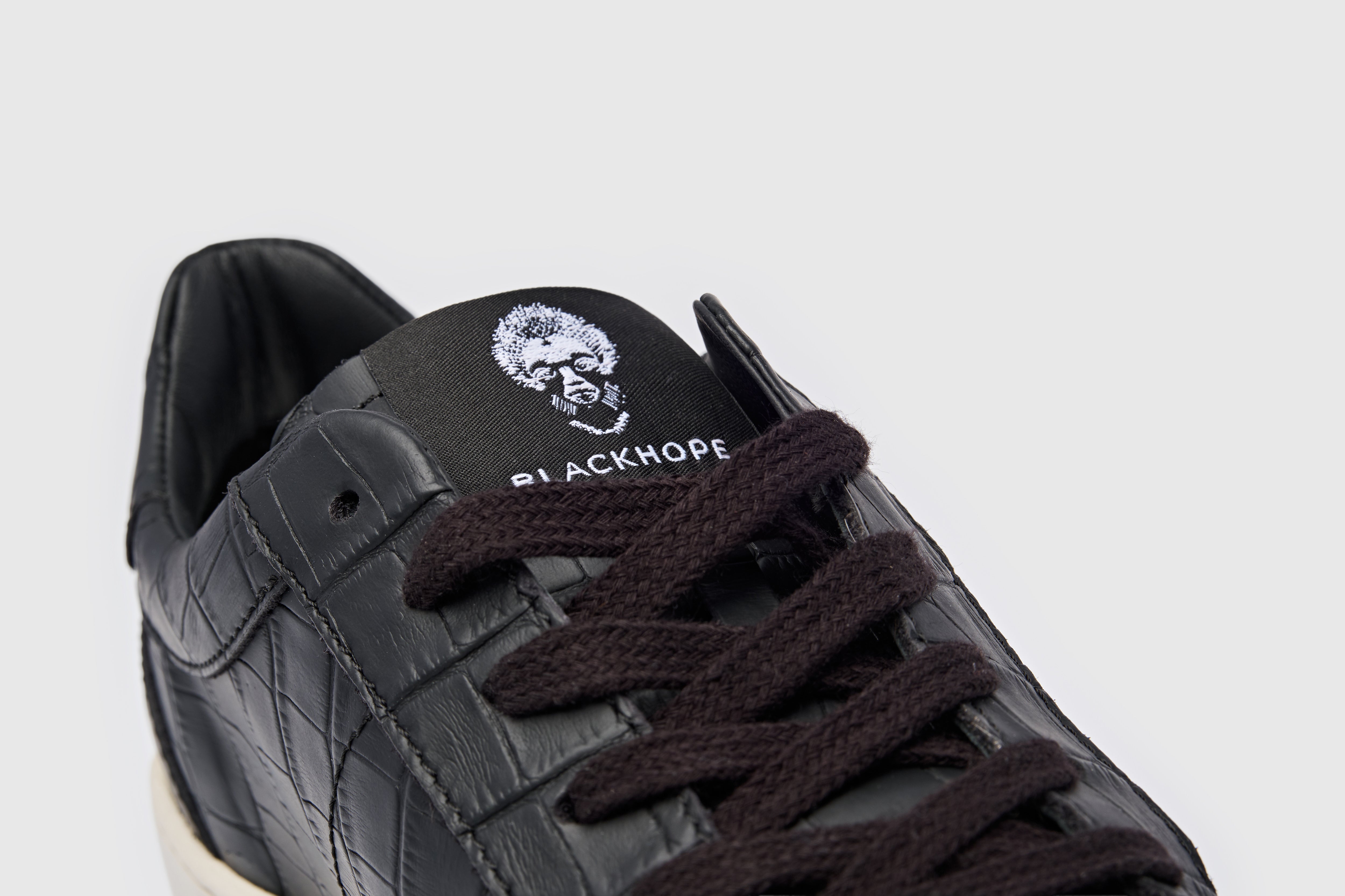 Blackhope Sneaker NEXT Low in Pelle Nera Stampa Cocco